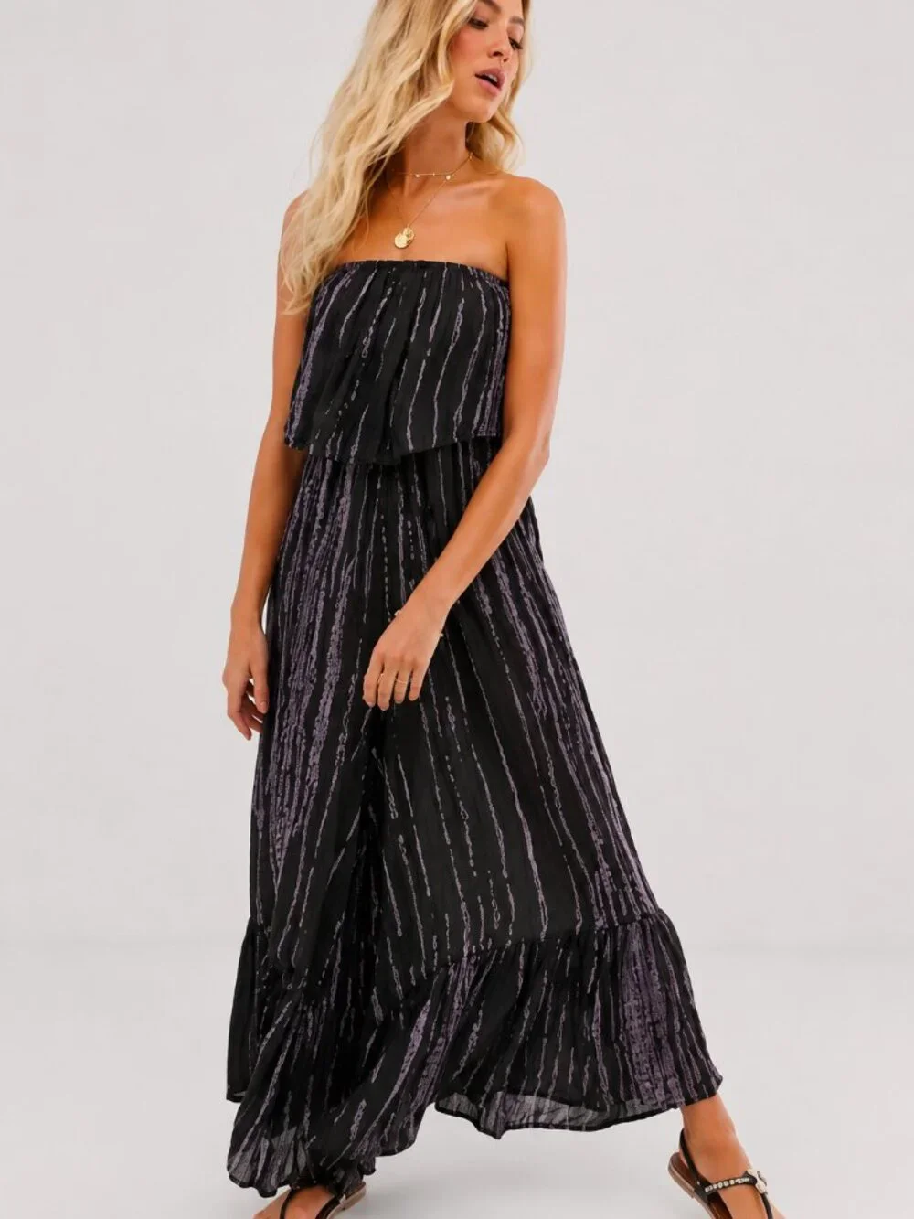 Free People Black Summer Vibes Strapless Wide Leg Jumpsuit Small 8684